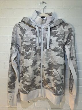 Athleta Light Gray Camo Full-Zip Hoodie